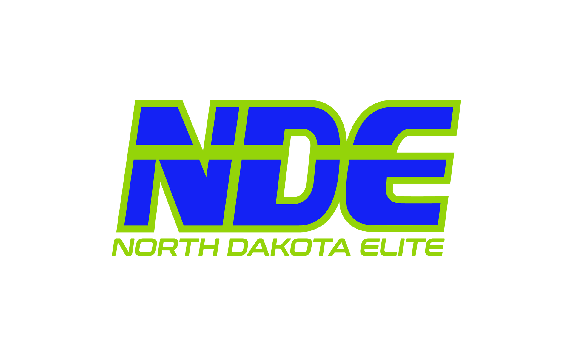 A blue background with the ndg north dakota elite logo