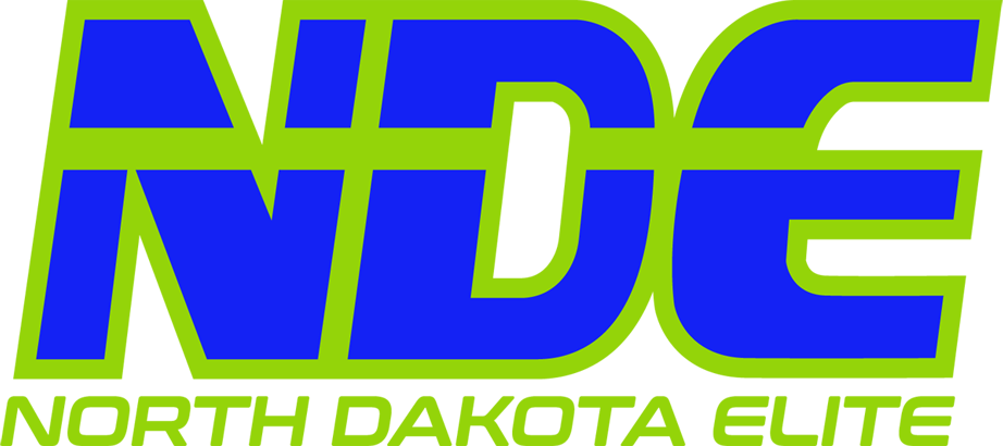 A blue and green logo for north dakota elite