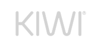 Logo del marchio Kiwi in testo grigio chiaro.
