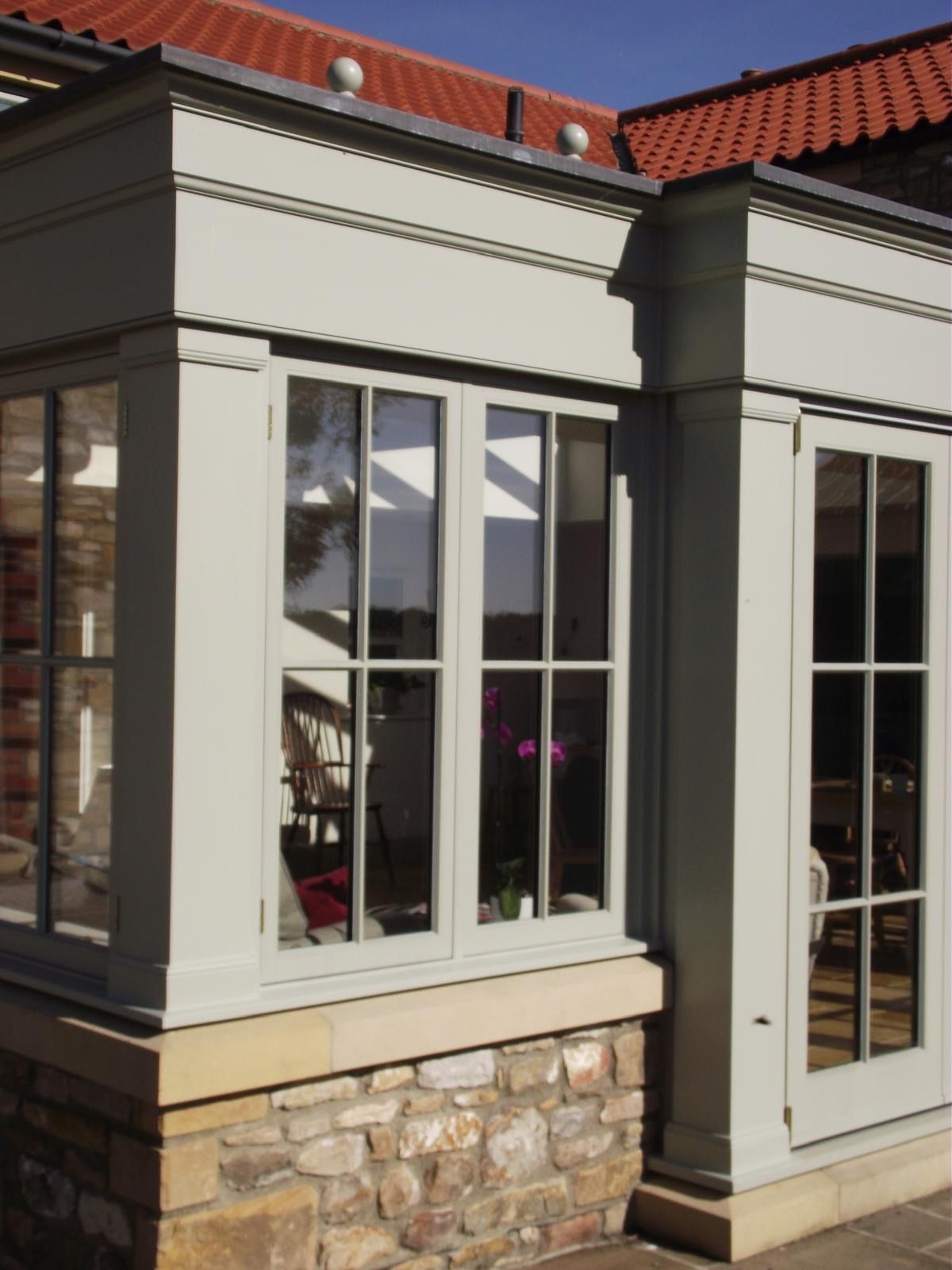 A building with a lot of windows and doors