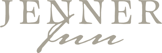 Jenner Inn logo in light gray, with a cursive “Inn” underneath “Jenner”.