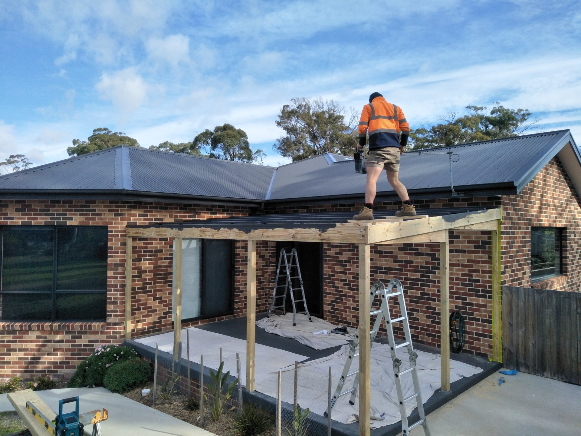 contractor holding the construction design