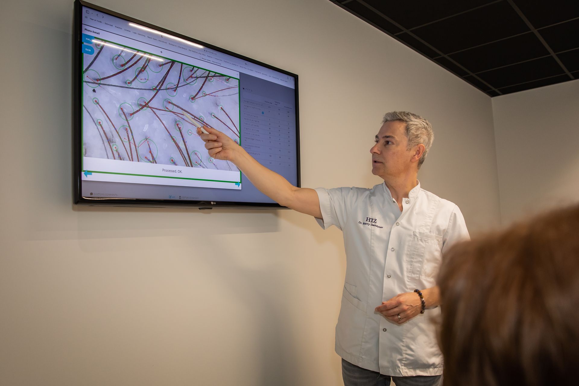 Tricho Lab trichoscopy during hair consultation Vitalis Clinic International Hair Clinic Belgium