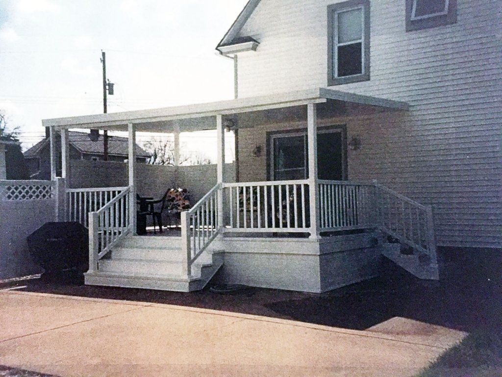 White Stairs Railing — Akron, OH — Summit Awning