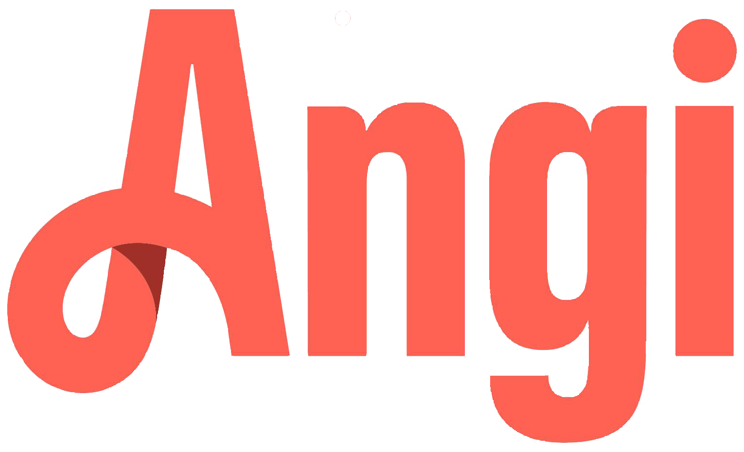 The word angi is written in red letters on a white background.