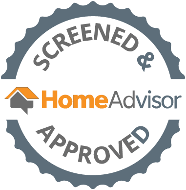 A screened and approved home advisor logo on a white background.
