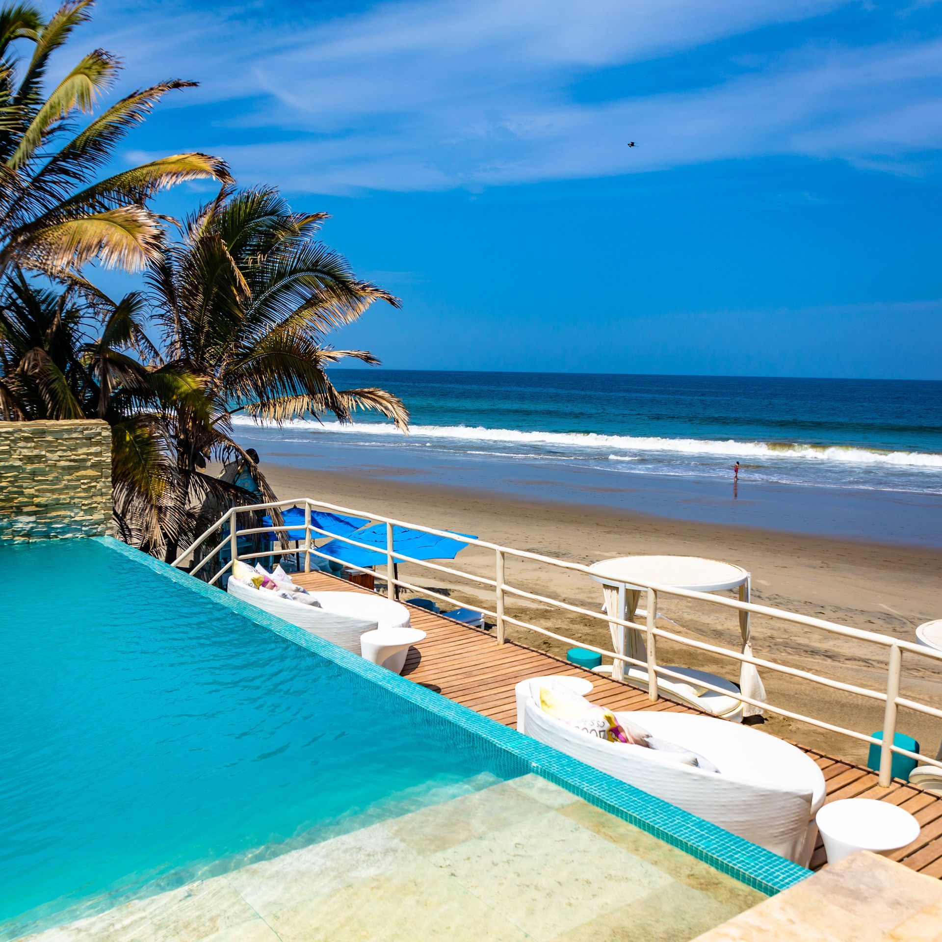 A swimming pool with a view of the ocean