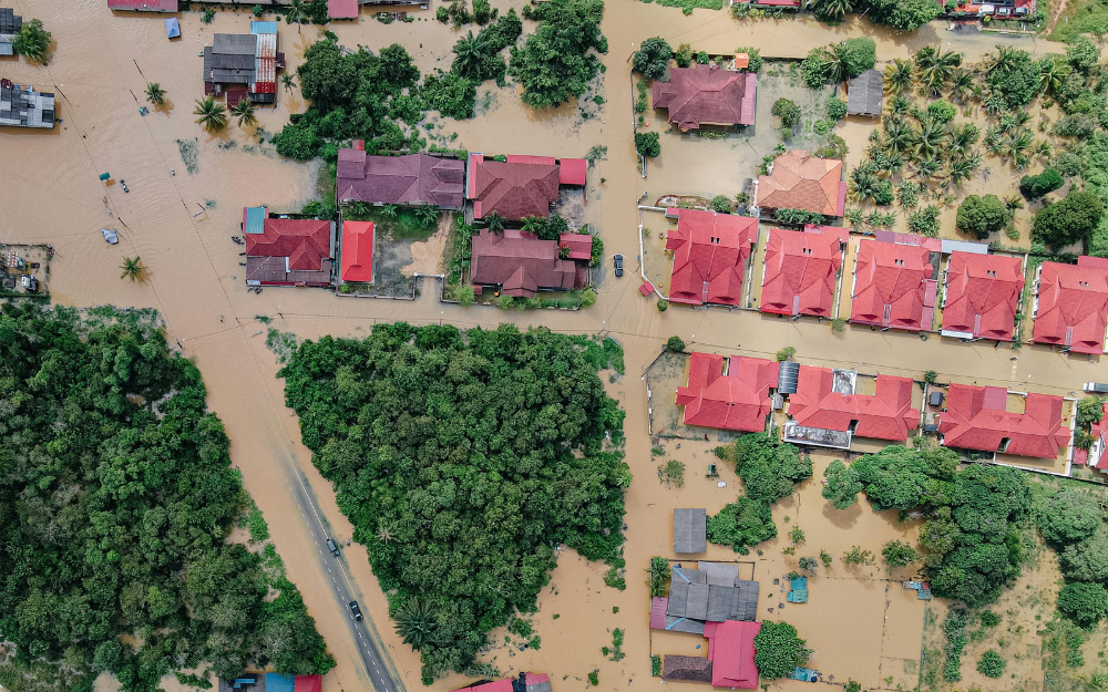 Aerial View of Flooded Houses — Midcoast Financial Planning Group in Tuncurry, NSW