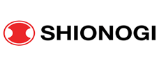 A shionogi logo with a red circle in the middle on a white background | Intrepid Research