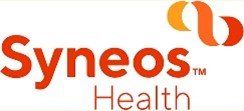 The logo for syneos health is red and orange | Intrepid Research