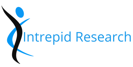 A blue and black logo for intrepid research  | Intrepid Research
