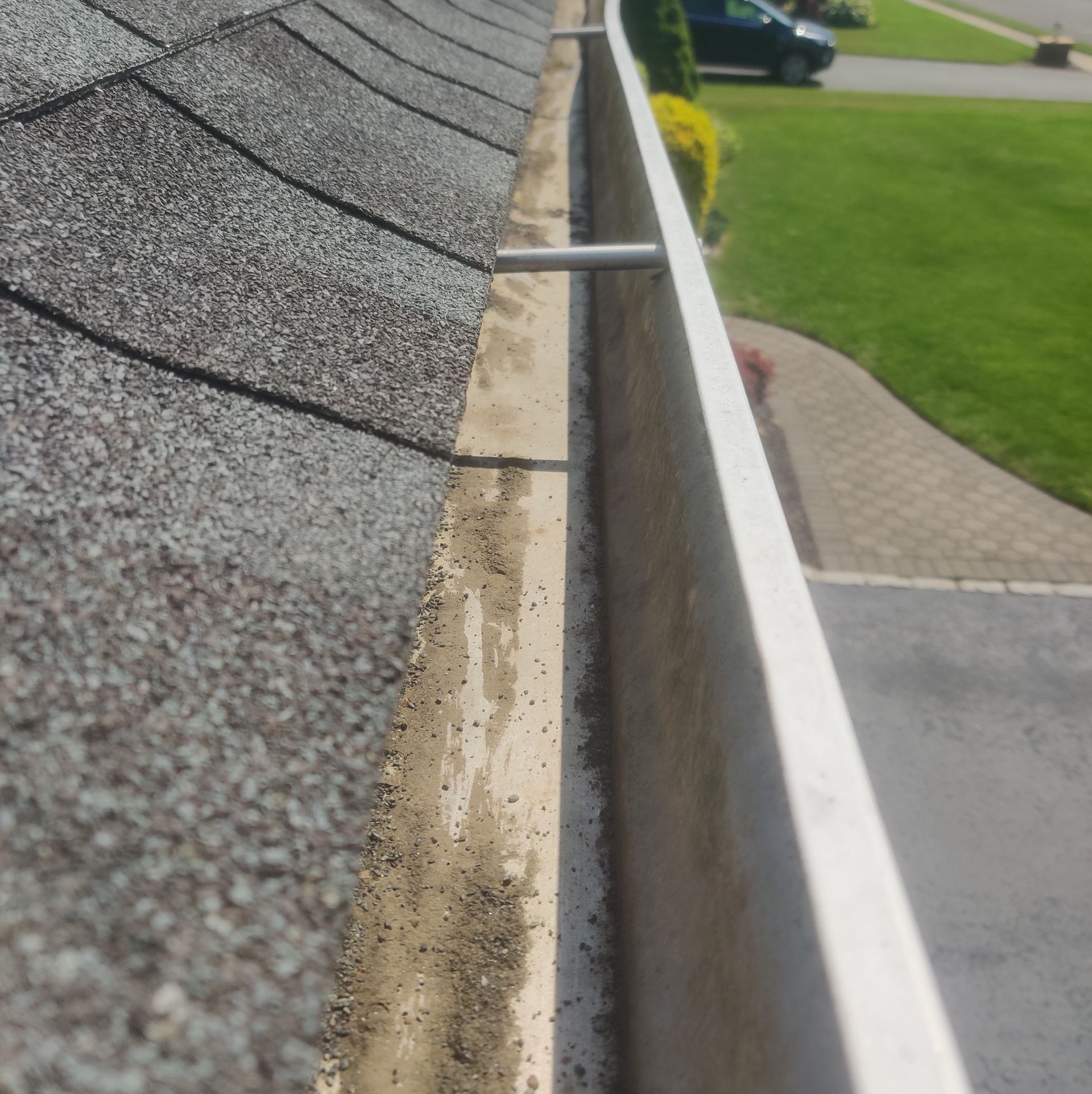 A close-up clean gutter