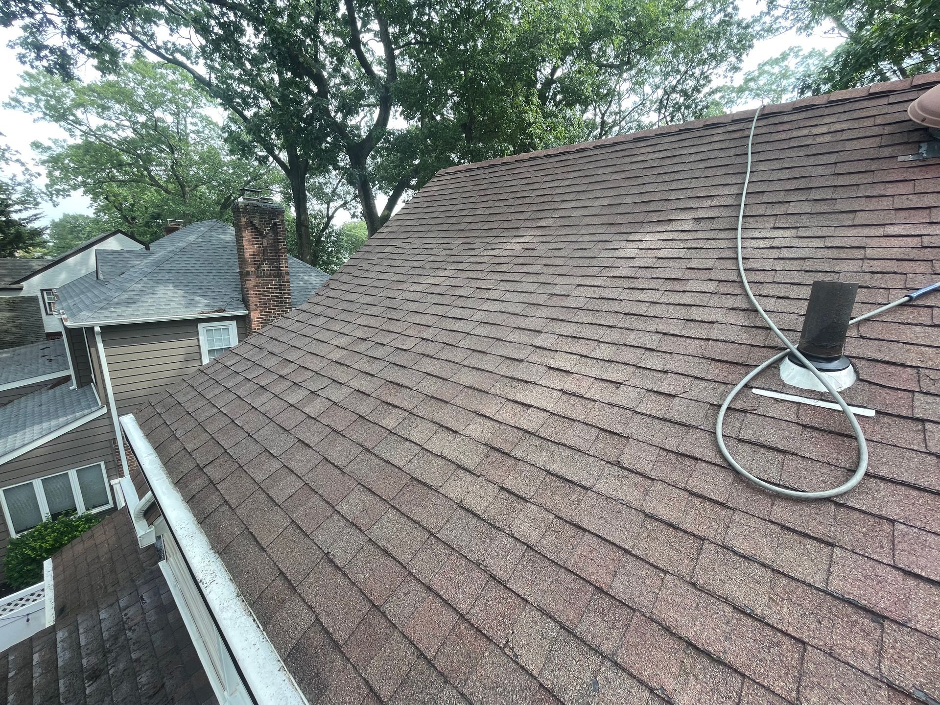 A roof after soft washing