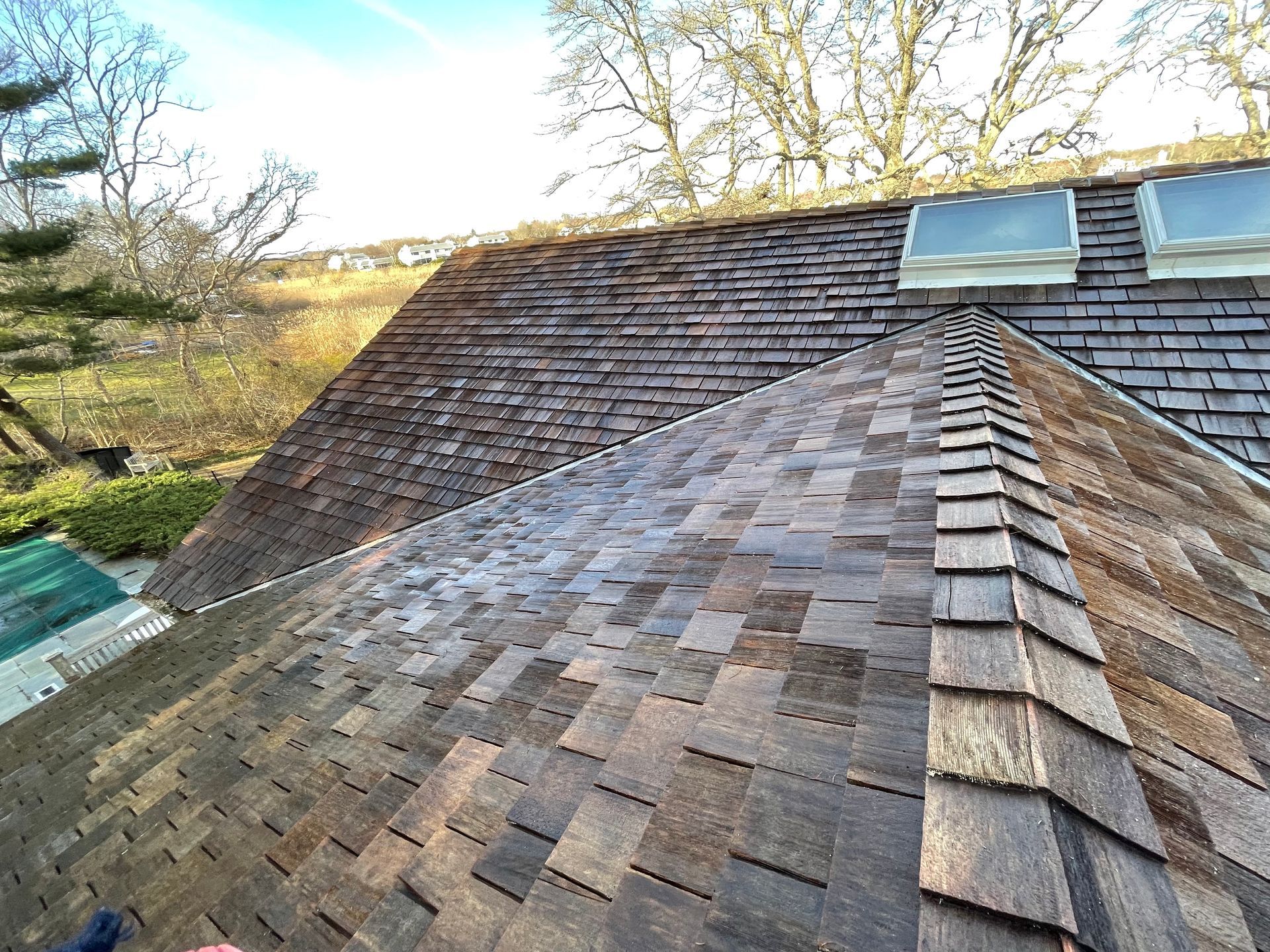After roof soft wash service cleaning 