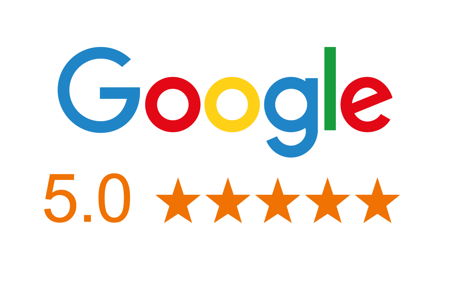 A google logo with five stars on it