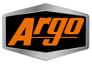 Logo Argo : Texte « Argo » orange sur fond noir, inscrit dans un emblème géométrique argenté et noir.