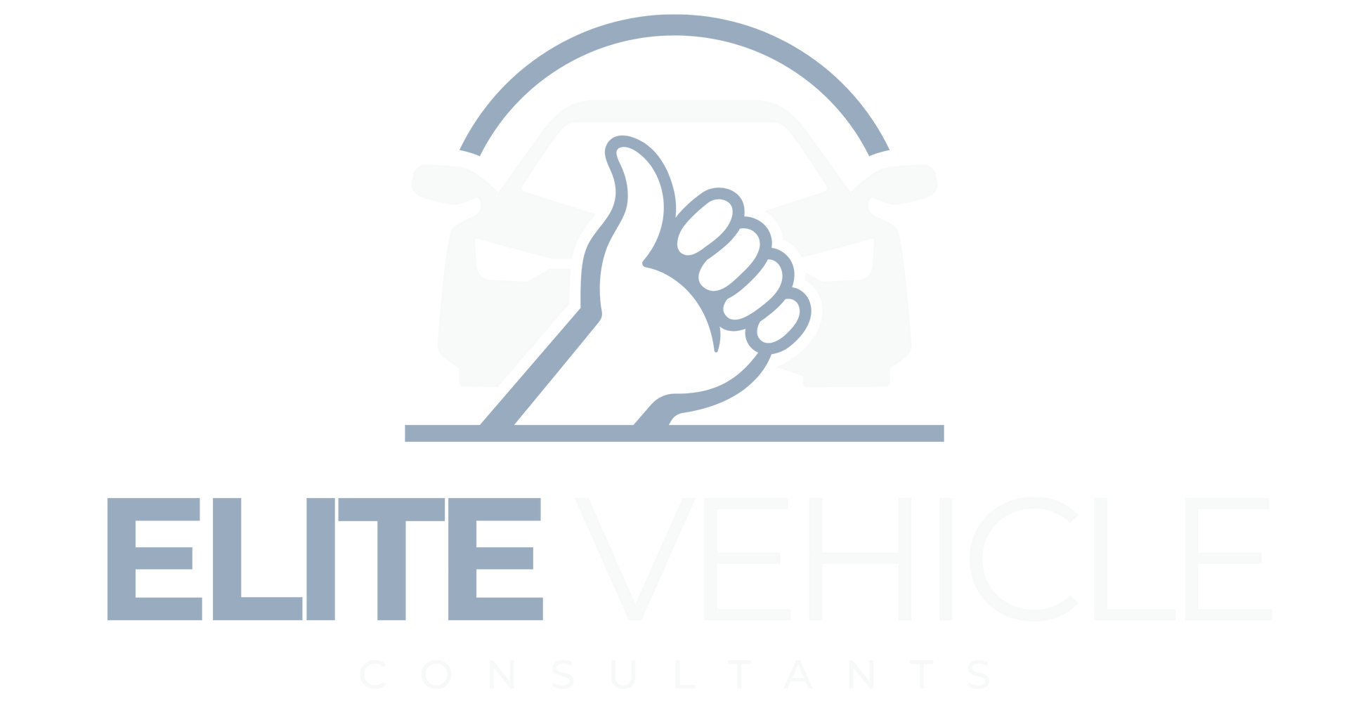 A logo featuring a thumbs-up icon over a faint car outline, with the text