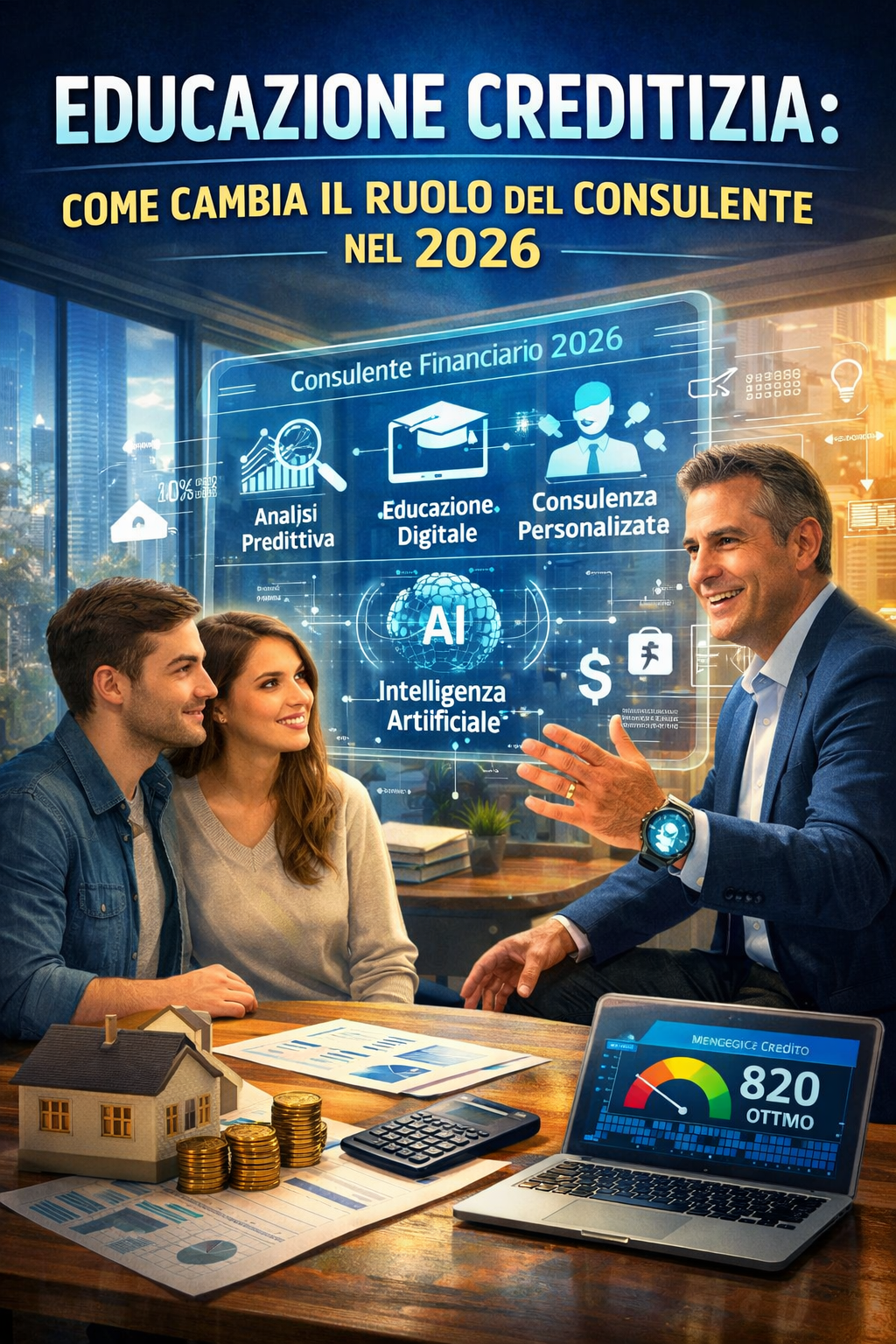 lConsulente del credito che illustra educazione finanziaria e analisi del bilancio familiare