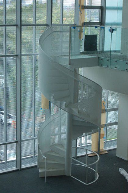 white/silver spiral stairs