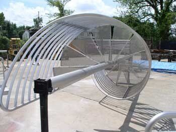 A large white object is sitting on top of a concrete surface.