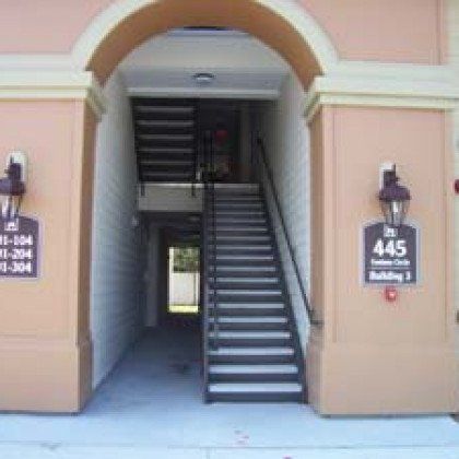 A staircase leading up to the second floor of a building.