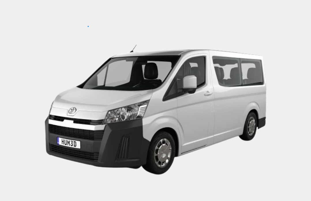 A white van with black trim is on a white background.
