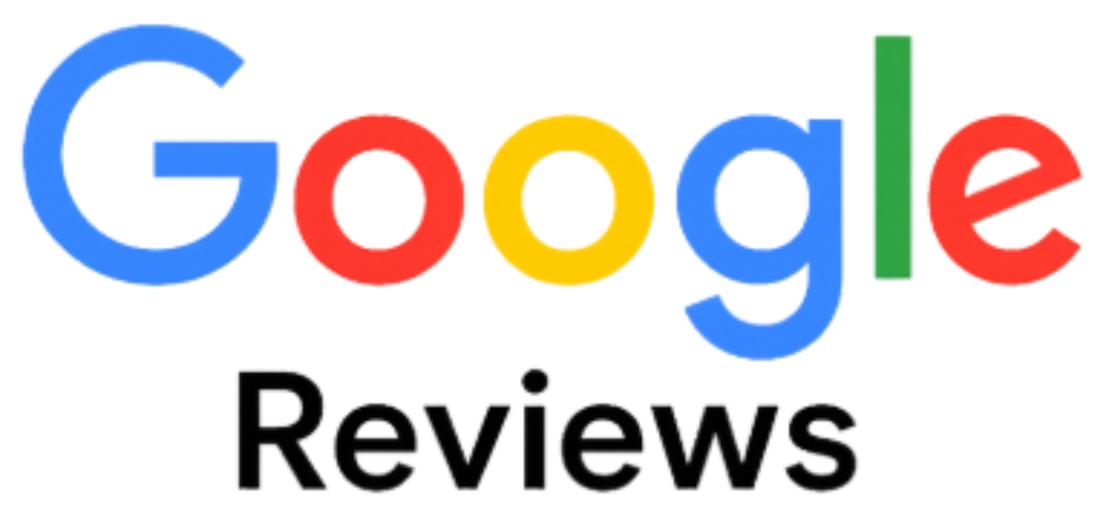 Google Reviews logo with colored letters and black text.