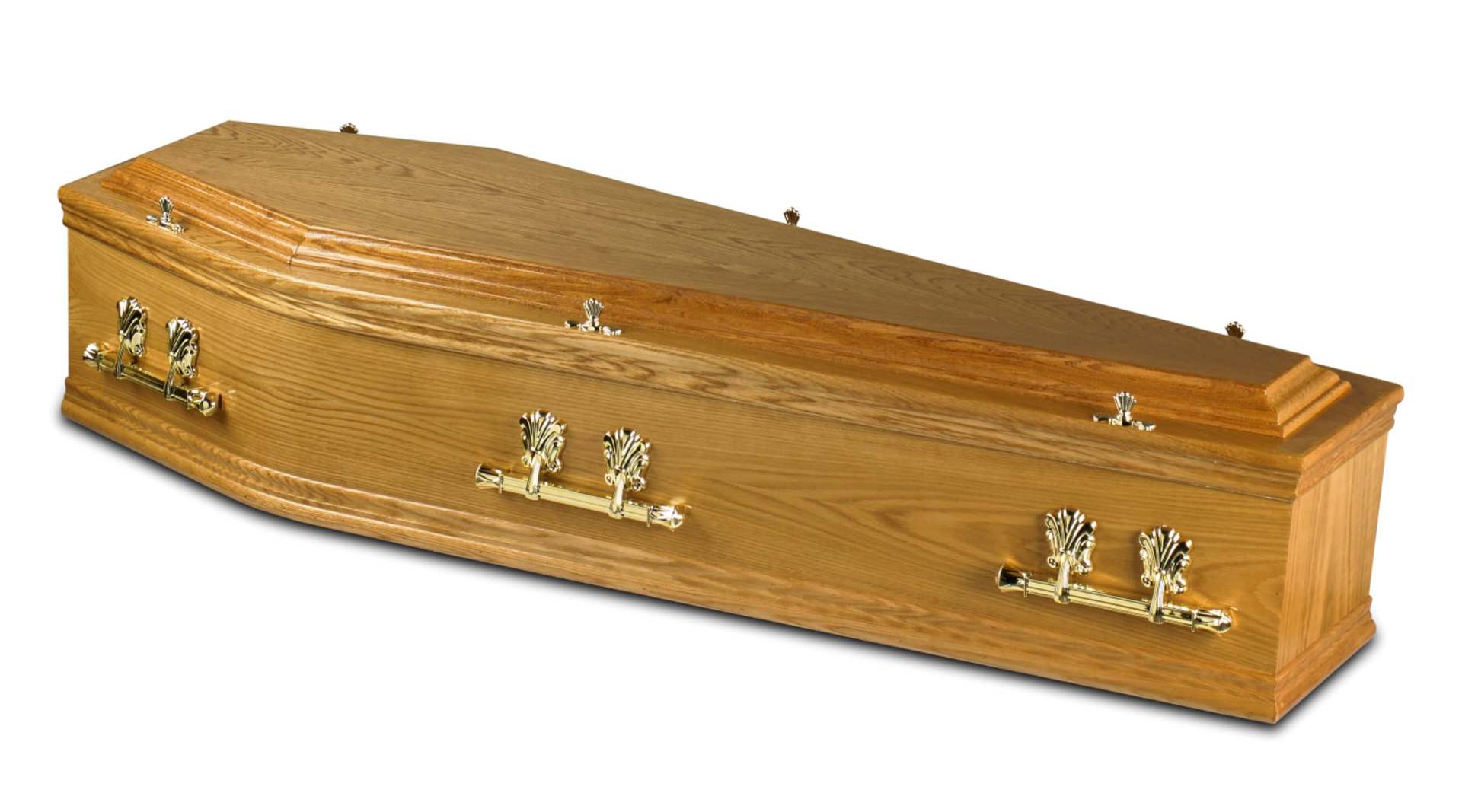 An oak veneered coffin