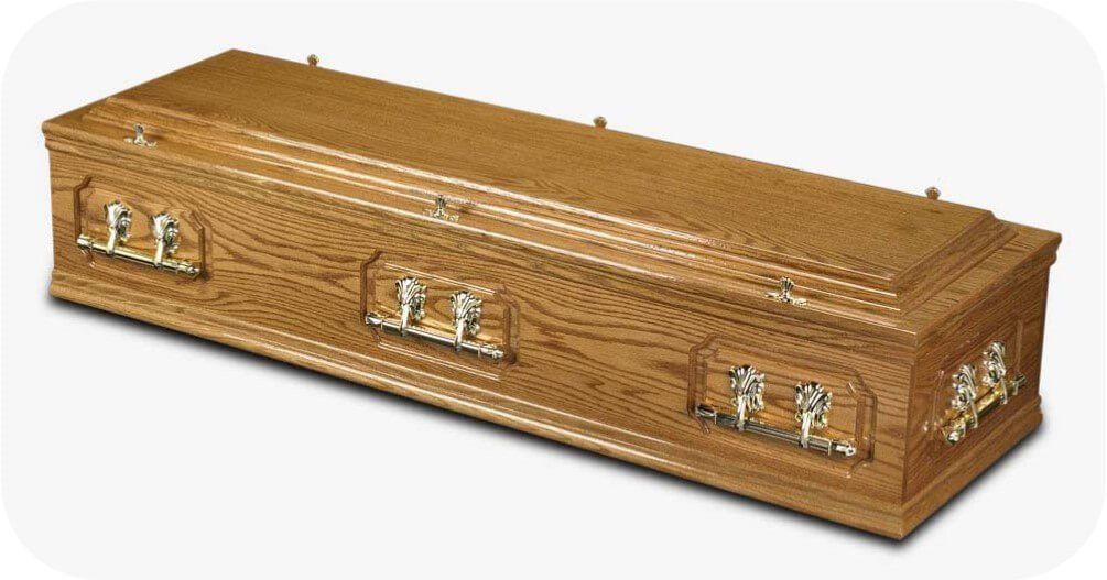 A solid oak casket