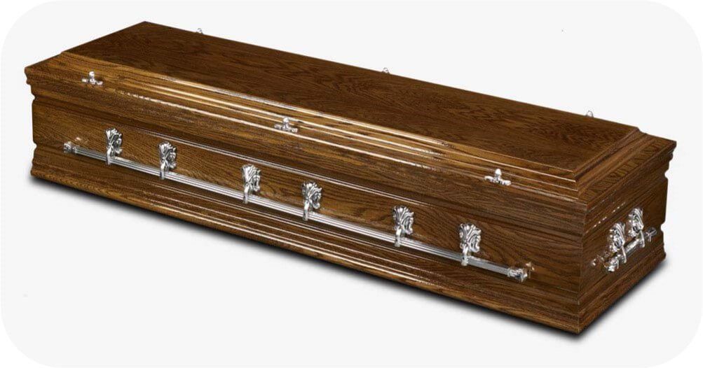 A veneered oak casket