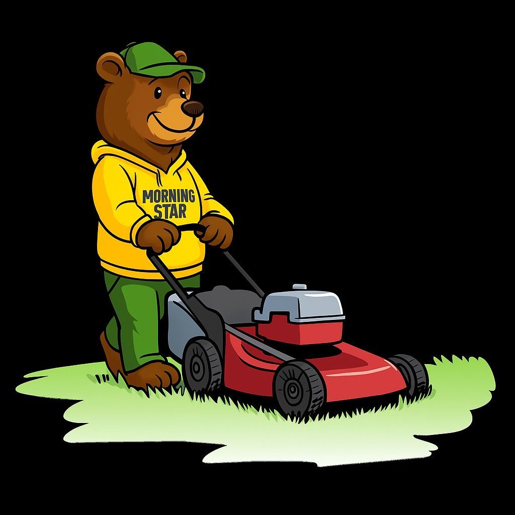 Two people in green overalls use string trimmers to cut grass in a grassy area.