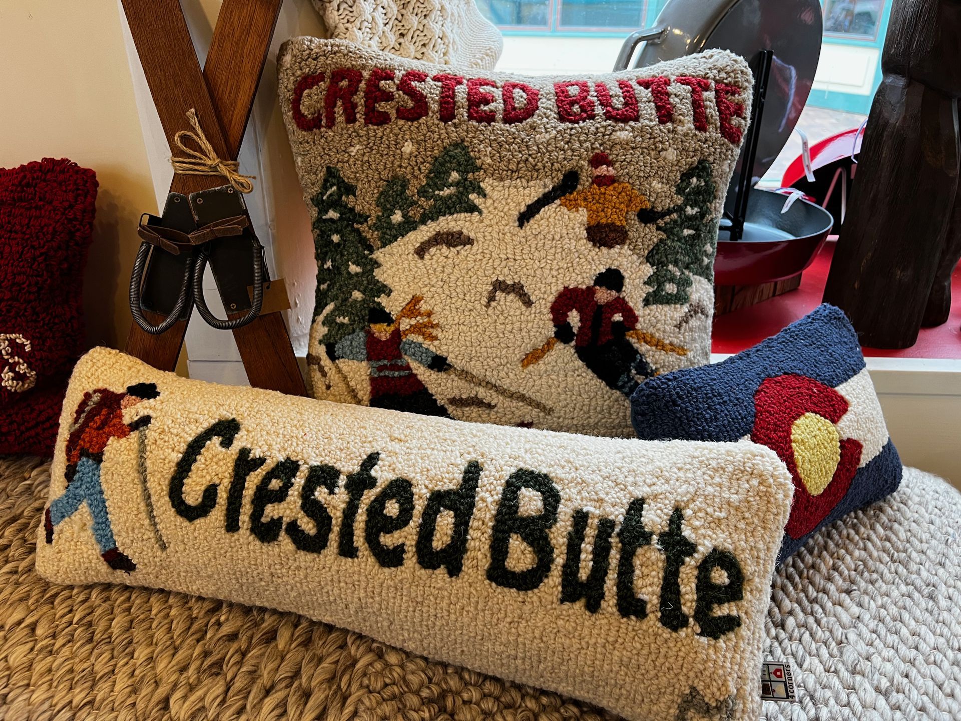 A pillow with crested butte written on it