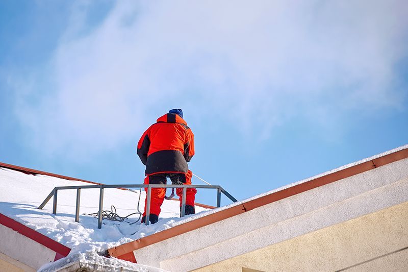 Expert Removing Snow On Roof