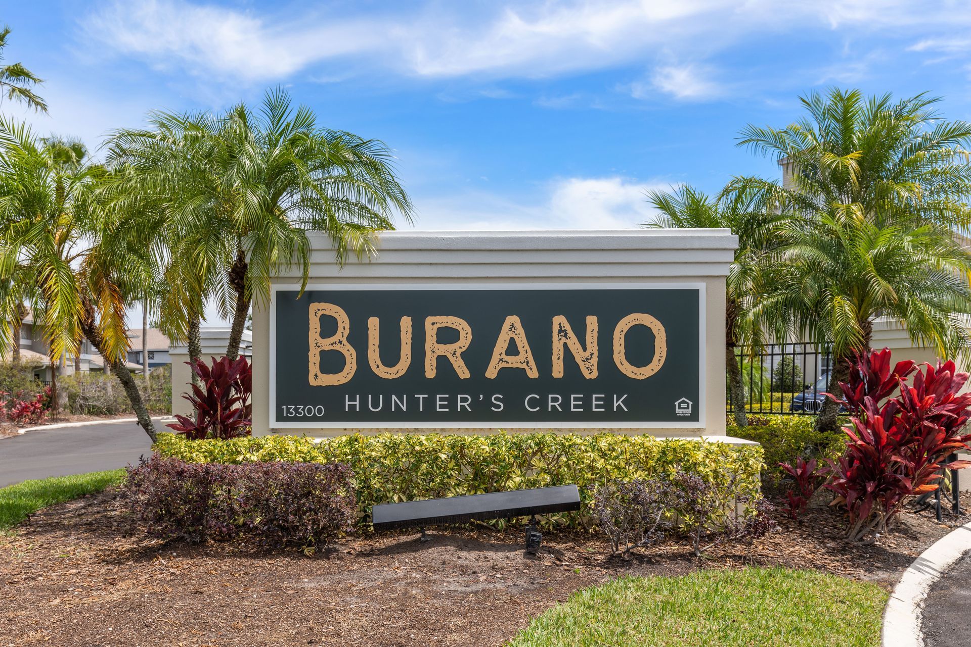 Community sign at Burano Hunter's Creek in Orlando, FL.