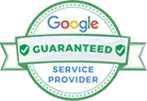 A google guaranteed service provider badge on a white background.