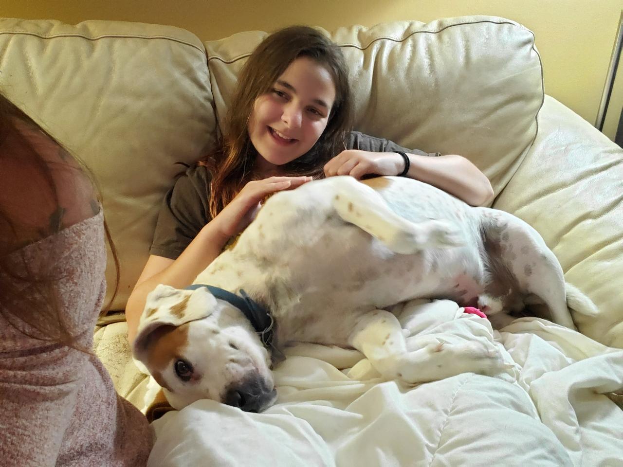 Bryleigh with her dog.