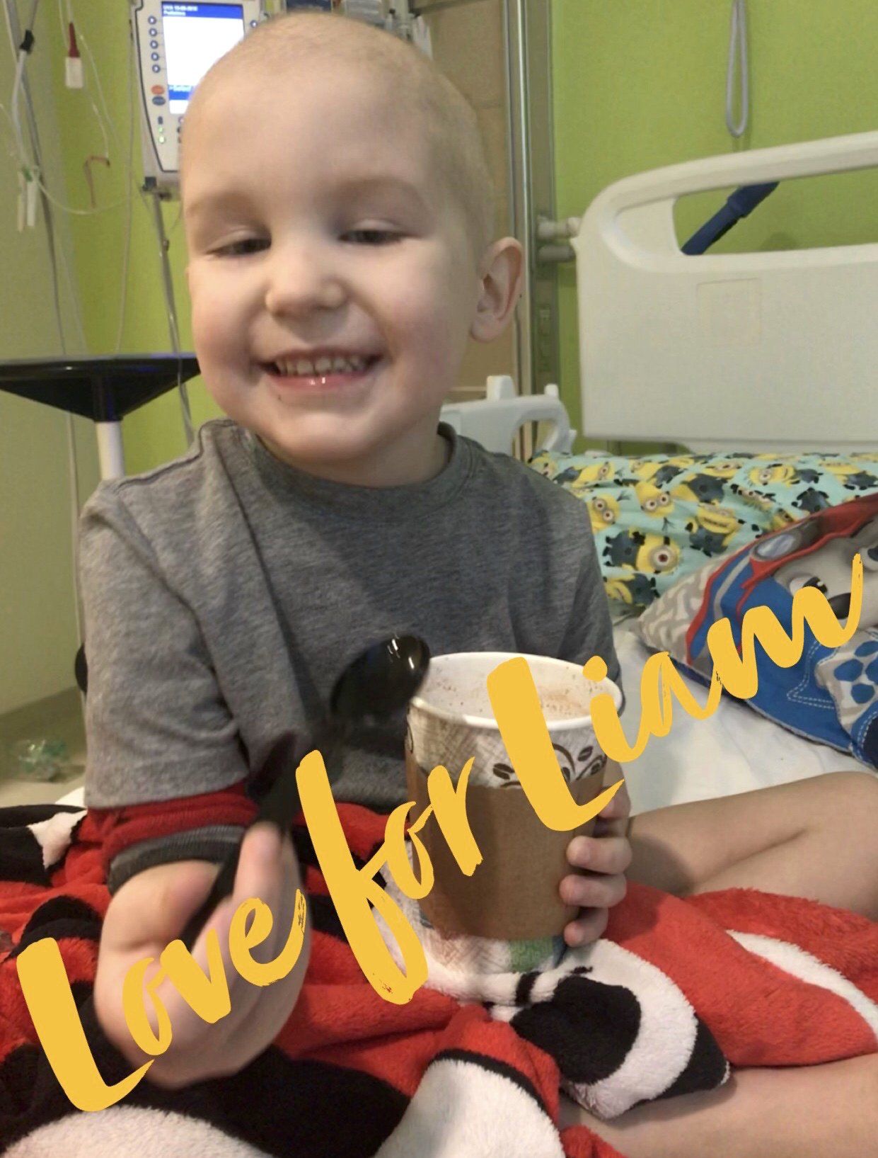 Liam in the hospital.