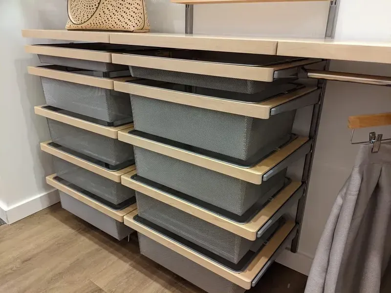 Closet Shelving With Pull-out Wire Baskets  — JRB Joinery In Kew, NSW