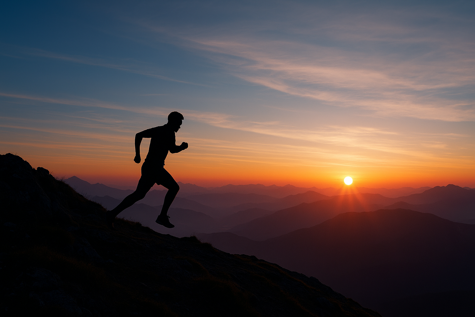 man runnign on a mountain