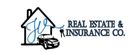 Logo for J.W. Real Estate & Insurance Co., featuring a house, car, keys, and text in blue and black.