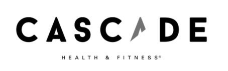Black logo for CASCADE Health & Fitness with an upward-pointing triangle replacing the letter A.