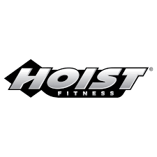 The Hoist Fitness logo features the word HOIST in bold, silver letters above FITNESS on a black geometric background.