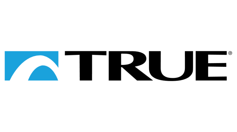 The True brand logo featuring a stylized blue arch icon next to the black text TRUE.
