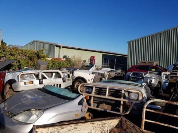 old removed car in junk yard