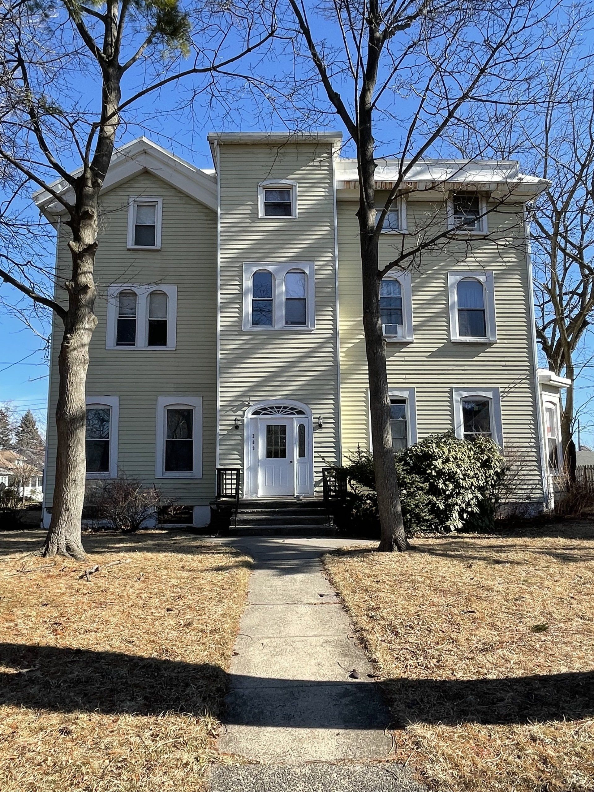 Exterior of 353 203 South 4th Ave, Highland Park, NJ - 6 Unit . Beige three-story building.