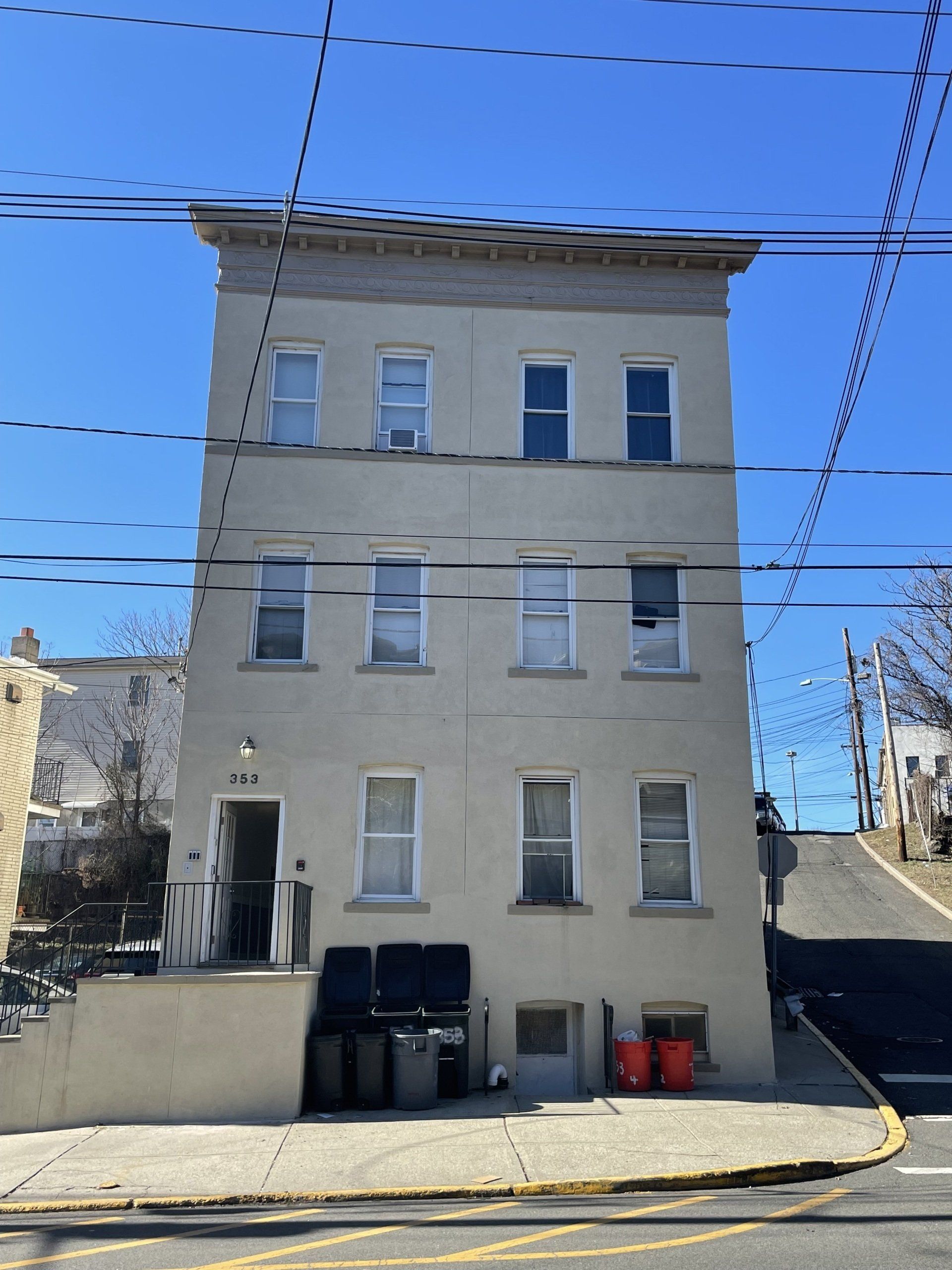 Exterior of 353 Gorge rd, Cliffside Park, NJ - 6 Unit. White three-story building.