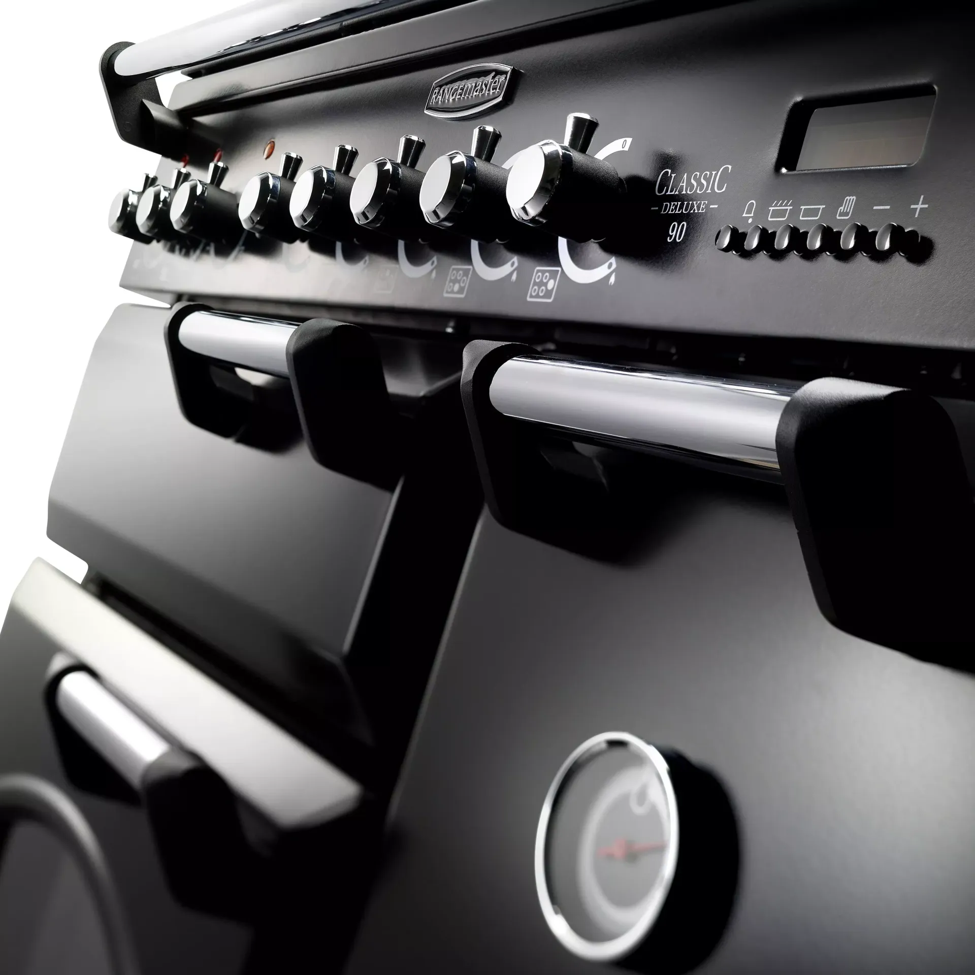 A black stove with the word classic on it