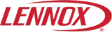 Lennox logo in red text with a curved red line around it.