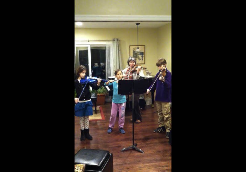 Mrs. Stockton and students in a collaboration