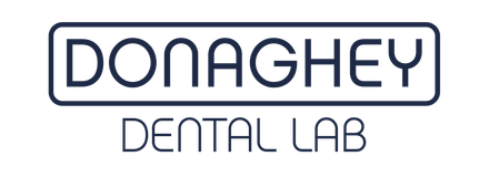 The logo for donaghey dental lab is shown on a white background.